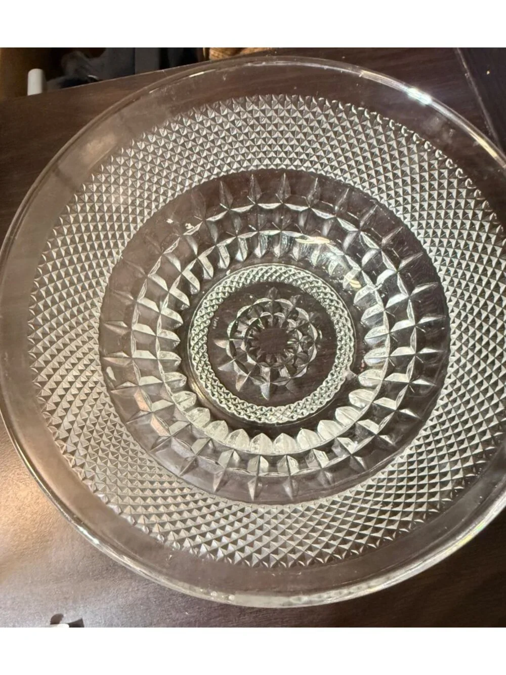 vintage Anchor Hocking glass bowl Wexford pattern diamond-point salad/serving bo